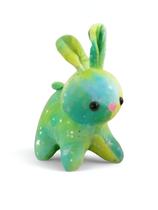 Fuzzy Green Rabbit Soft Toy with Star Glitter - Cute Plush Bunny for Kids LMI11911