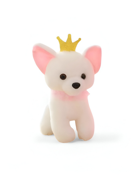 Pink White Dog with Gold Crown - Soft Toy for Kids LMI11091