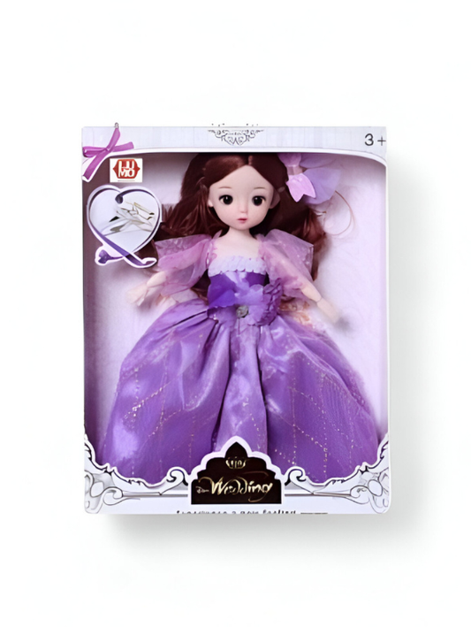 Elegant Princess Fashion Doll in Purple Ball Gown | Long Hair Wedding Dress Toy for Girls 3+ LMI10448