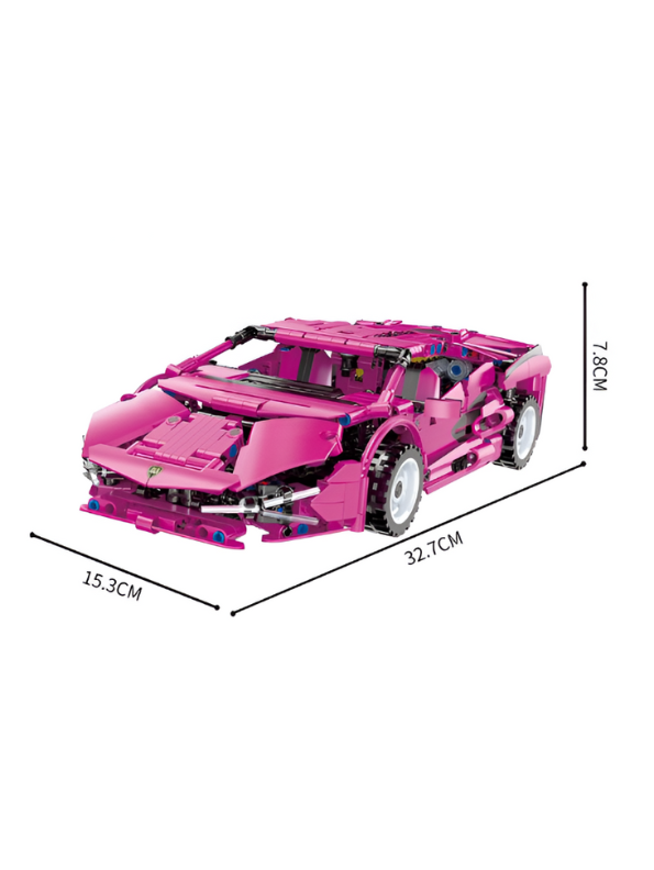 Pink Supercar Building Block Set - 929 PCS TECH-STORM Sports Vehicle LEGO Set - Lambocar Model for Ages 8+ TV5124