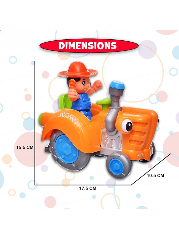 Interactive Bump & Go Toy Tractor with Flashing LED Lights & Music | Battery-Operated Farm Vehicle LMI13721