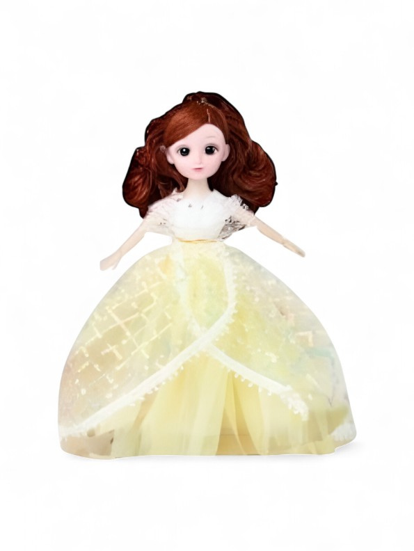Fashion Doll in Light-Up/Glowing Yellow Ball Gown | Binna "A Heavenly Beauty" Doll with Brown Hair LMI14886