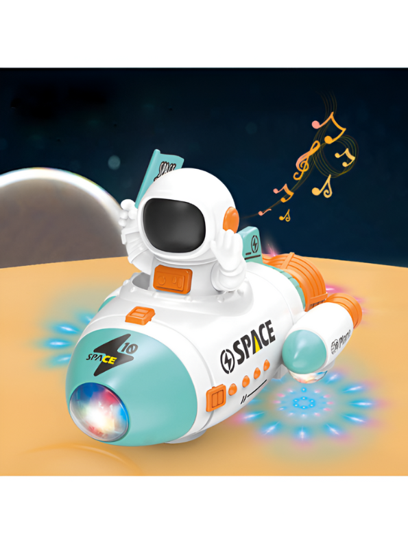 Bump-and-Go Astronaut Space Rocket Car Toy with Flashing LED Lights and Sounds LMI15174