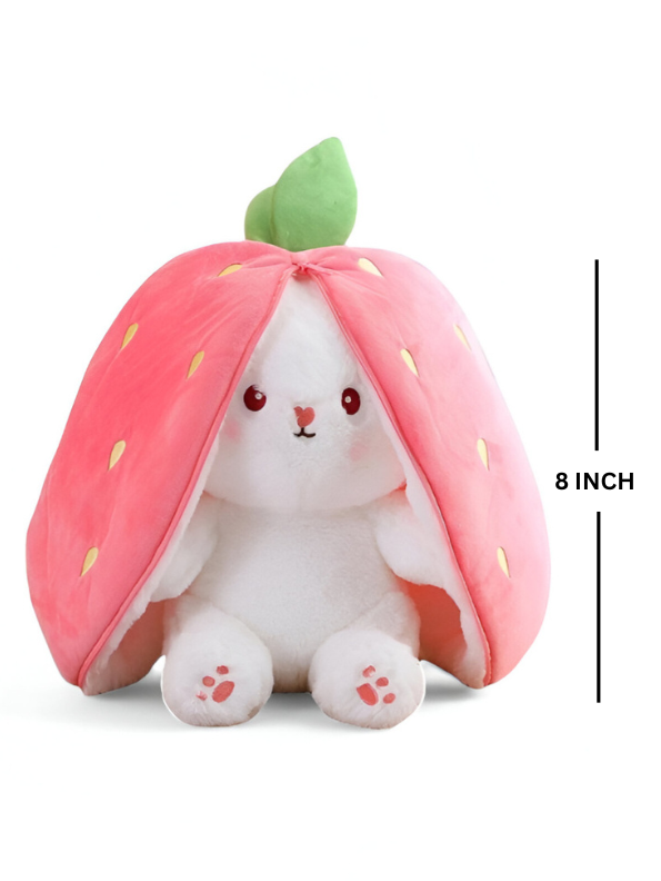 Cute Strawberry Rabbit Plush Toy - Kawaii Strawberry Bunny Stuffed Animal Soft Toy for Girls & Kids, Perfect Gift & Decor LMI11108