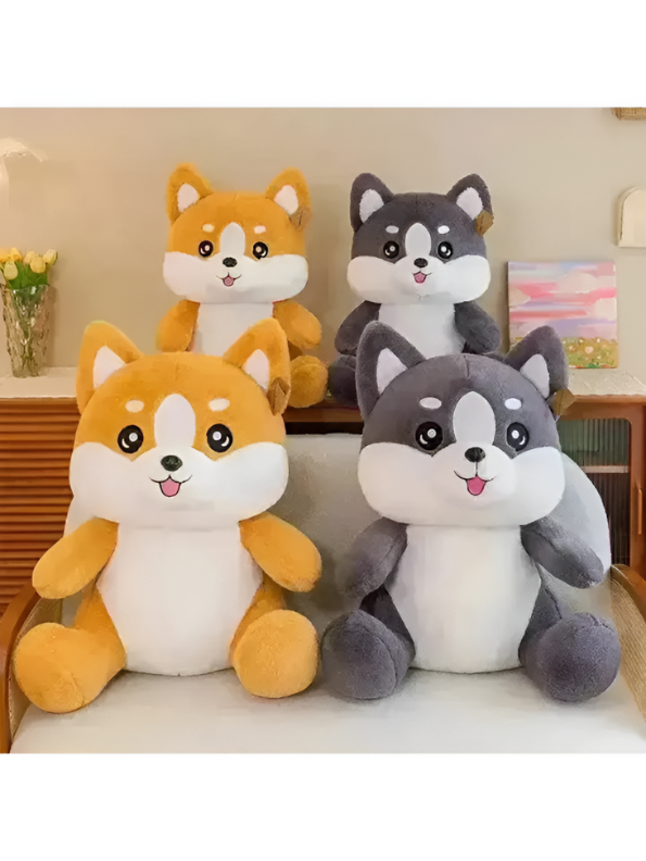 Grey - Fluffy Shiba Inu Puppy Plush - Huggable & Super Soft Toy Dog Stuffed Animal for Kids & Adults LMI12510