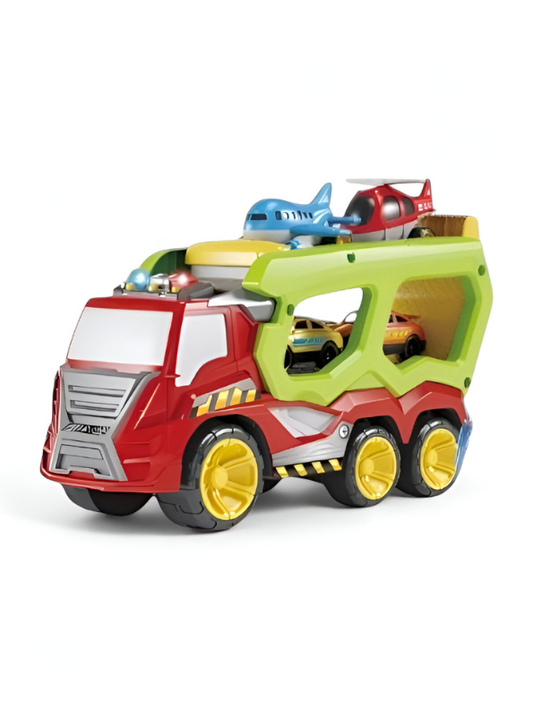 Large Multi-Level Toy Carrier Truck Transport Vehicle Set with Lights & Mini Cars LMI15358