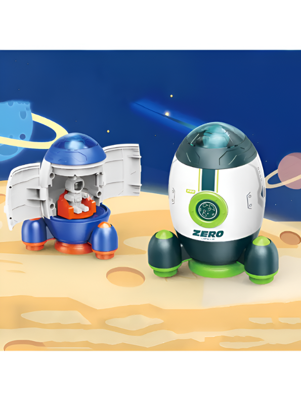 "ZERO" Space Capsule Building Kit | White & Green Rocket Pod Model Toy LMI12604