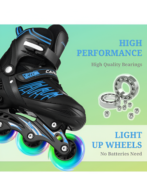 Pro-Grade Adjustable Inline Roller Skates with Flashing LED Light-Up Wheels - Unisex Design LMI10786