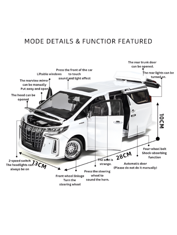 White Toyota Alphard Hybrid Diecast Model Car 1:18 Scale | Premium Luxury MPV Toy for Collectors LMI15768