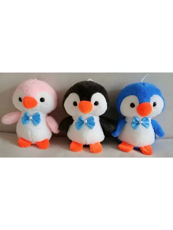 Pink - 8" Penguin Plush Toy with Bowknot - Super Soft Toy Cuddle Buddy LMI12218