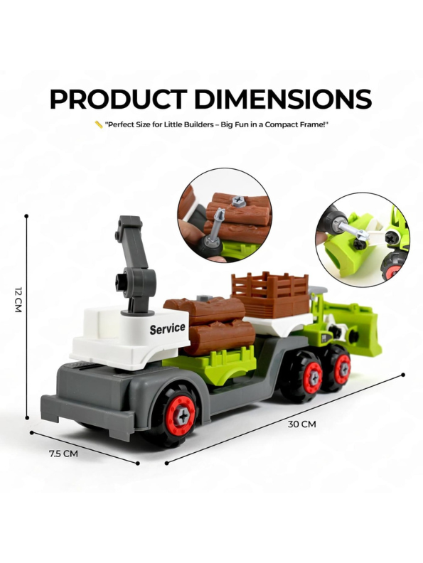 DIY Take-Apart Logging Truck Toy Set with Screwdriver & Crane | Build & Play Construction Vehicle | Educational STEM Toy for 3+ TV1571