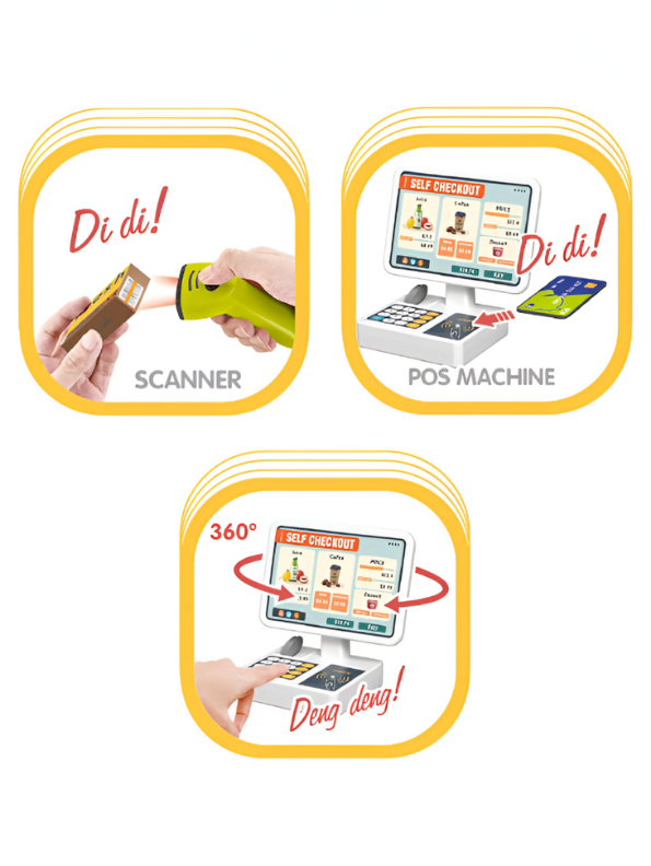 Deluxe Supermarket Cash Register & Shopping Trolley Toy for Kids 3+ | Pretend Store Play Set NX12789