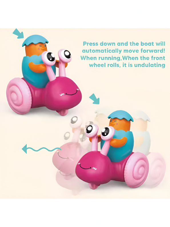Blue - Push and Go Snail Toy with Winking Egg Rider | Rolling Baby & Toddler Motor Skills Toy LMI12712