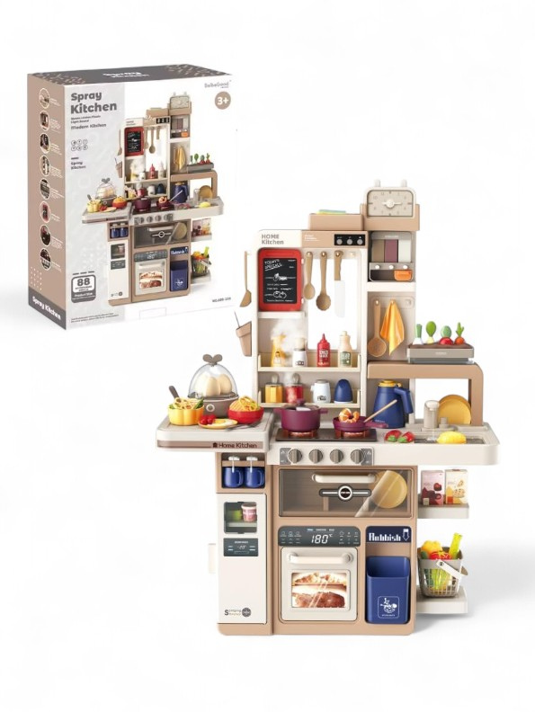 88-Piece Modern Kids Kitchen Playset for Toddlers 3+ | Interactive Pretend Chef Role Play Toy NX15193