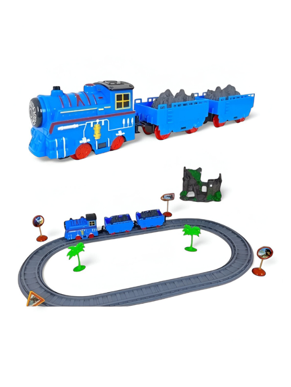 Adventure Theme Toy Train Set | Battery Operated Railway with Castle and Jungle Scenery LMI15361