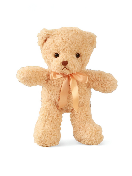Peach Fluffy Teddy Bear with Bow - 8 Inch Soft Toy Gift LMI11371