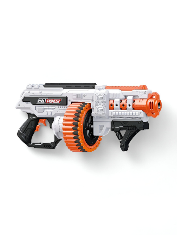 FAST PIONEER Toy Foam Dart Blaster Rifle | Automatic Drum Magazine with 48 Darts NX13651