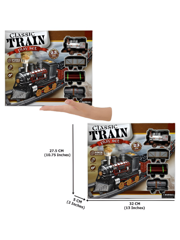 Classic Electric Train Set for Kids with Working Headlight, Realistic Sounds & Smoke - Battery Operated Rail Toys LMI7992