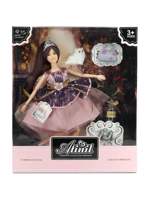 Atinil European Palace Style Princess Doll with Accessories & Pet Cat NX12662