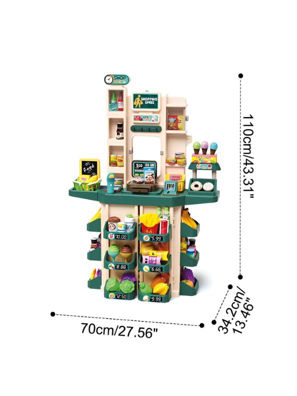 Little Shopper Supermarket – Kids Toy Cash Register & Grocery Store Playset with Accessories - LMI13537