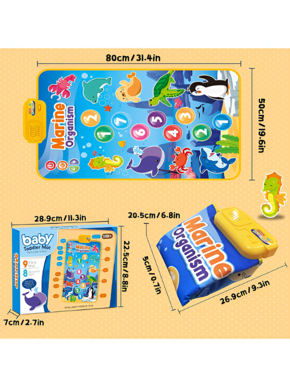 Interactive Musical Baby Toddler Mat | Marine Organism Ocean Theme Electronic Piano Dance Pad LMI15394