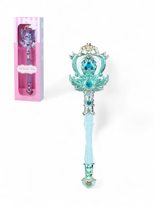 Magical Light-Up Princess Wand Toy - Green Fairy Scepter with Crown Design NX15713