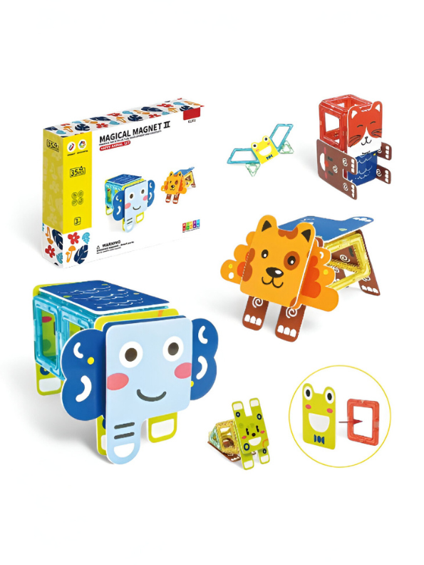 Magical Magnet II Building Block Set - 35 PCS STEM Animal Shapes LEGO Set - Educational Toy for Toddlers 3+ TV4072