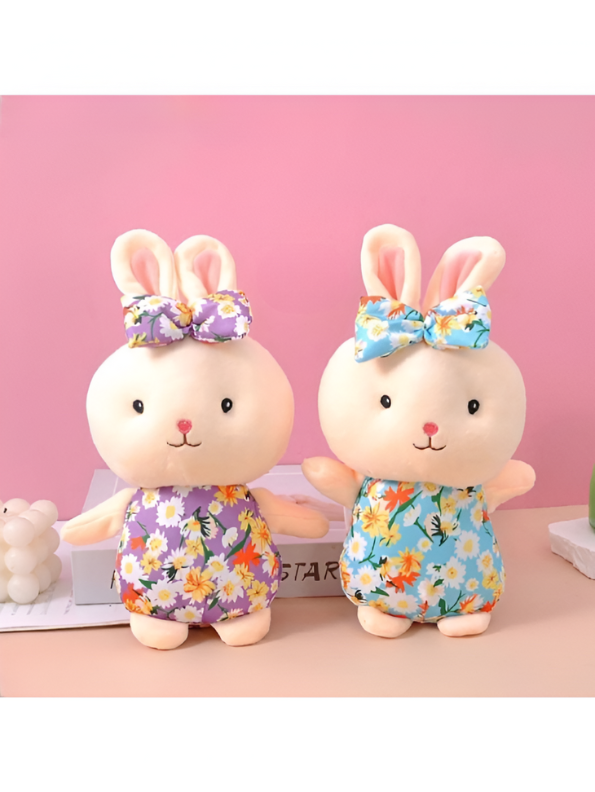 Blue - Cute Rabbit Soft Toy for Girls & Boys | 7-Inch Plush Bunny with Floral Dress LMI11129