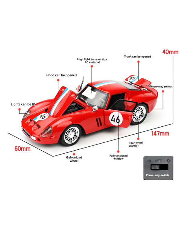 Ferrari 250 GTO – Premium Metal Diecast Collectible Toy | High Simulation Classic Sports Car Model Scale 1:32 TV5397.