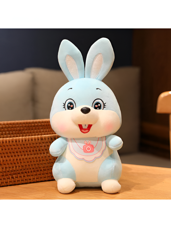 Cute blue plush bunny with bib | soft Toy stuffed animal for babies and kids LMI14142.