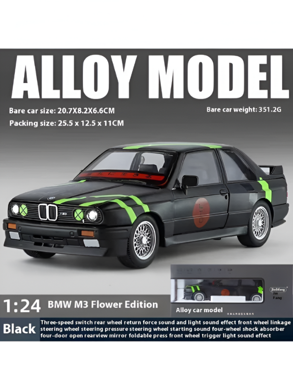 Black - BMW E30 M3 DTM Race Car Diecast Model | Warsteiner Livery 1:24 Scale | Classic Touring Car Collectible LMI15794