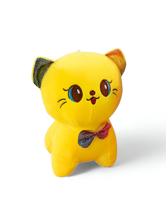 7-Inch Cute Yellow Cat Soft Toy | Stuffed Animal Plushie with Bow Tie LMI11943
