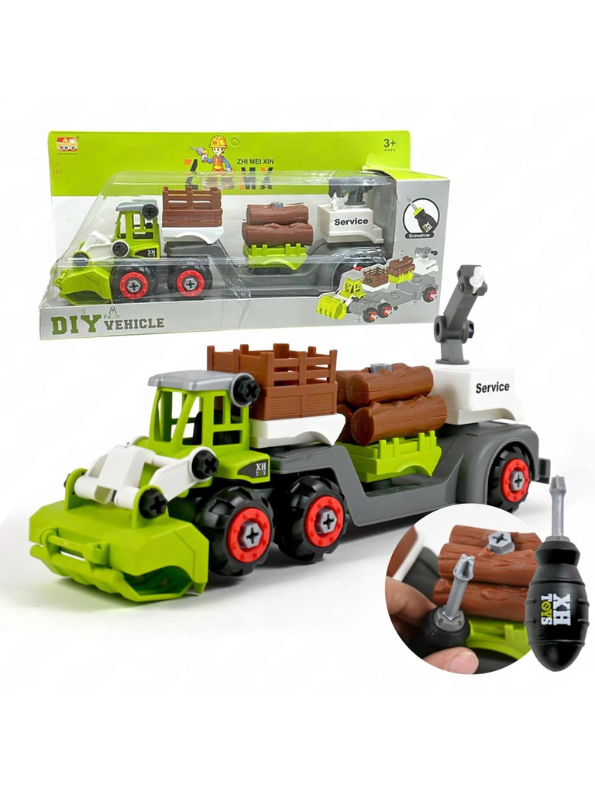 DIY Take-Apart Logging Truck Toy Set with Screwdriver & Crane | Build & Play Construction Vehicle | Educational STEM Toy for 3+ TV1571