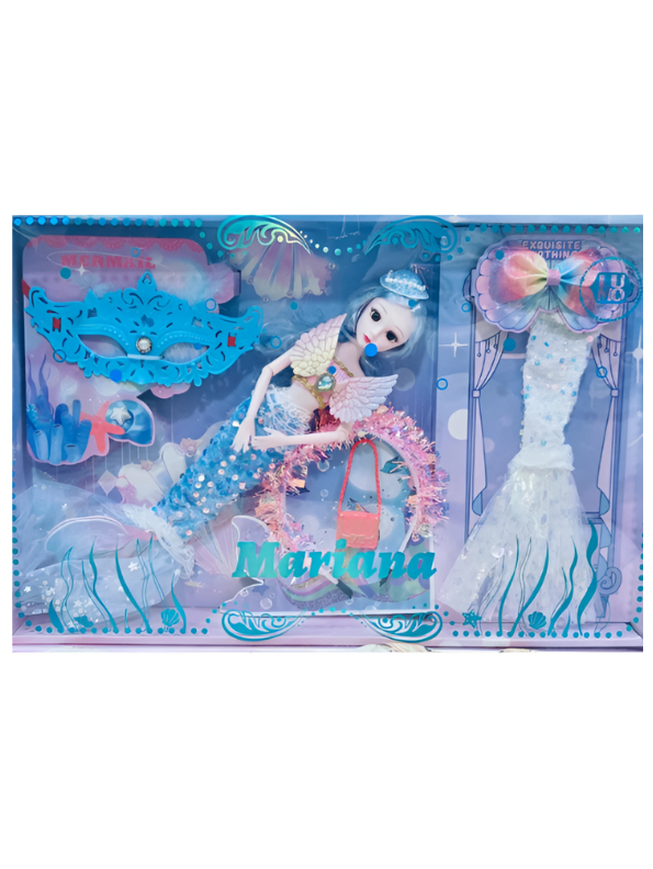 Mariana Mermaid Fashion Doll Set with Angel Wings, Extra Tail, and Deluxe Accessories - Fantasy Toy Gift for Girls NX13132