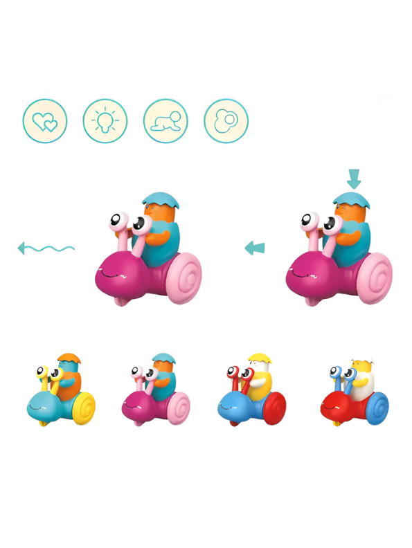 Green - Push and Go Snail Toy with Winking Egg Rider | Rolling Baby & Toddler Motor Skills Toy LMI12712