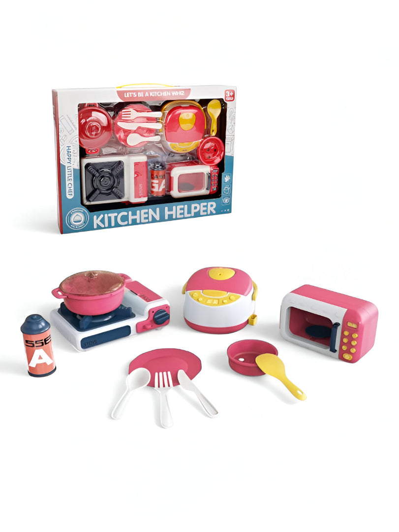 Kids' Kitchen Helper Toy Set with Stove, Microwave & Cookware | Pretend Play LMI15257
