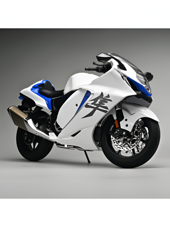 Suzuki Hayabusa GSX 1/6 Diecast Bike – Spray Feather, Collector’s Stand & Key Replica - White TV5904.
