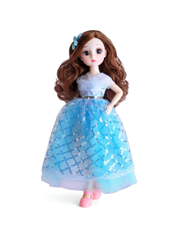 Fashion Doll in Light-Up/Glowing Blue Ball Gown | Binna "A Heavenly Beauty" Doll with Brown Hair LMI14886