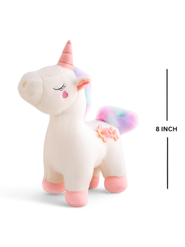 White - Dreamy Pink Unicorn Plushie for Children | Ultra-Soft Stuffed Toy with Pastel Rainbow Hair LMI12216
