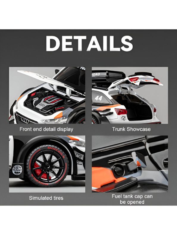 White - Audi RS6 DTM Metal Model Diecast Car Scale 1:24 -(S)