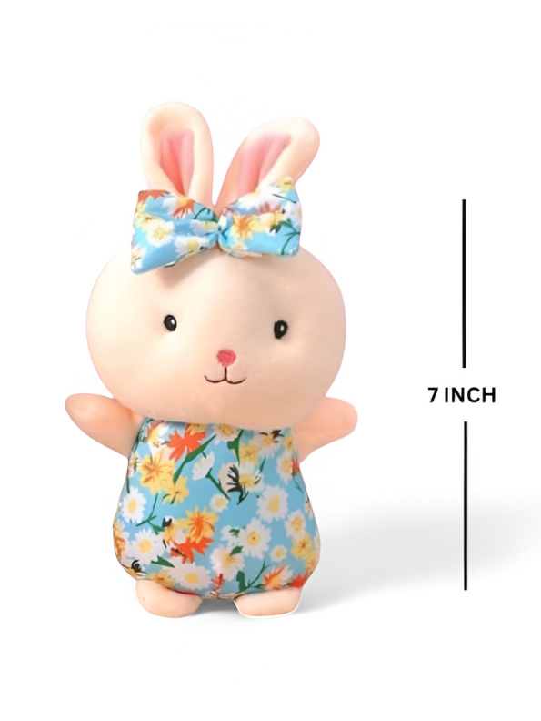 Blue - Cute Rabbit Soft Toy for Girls & Boys | 7-Inch Plush Bunny with Floral Dress LMI11129