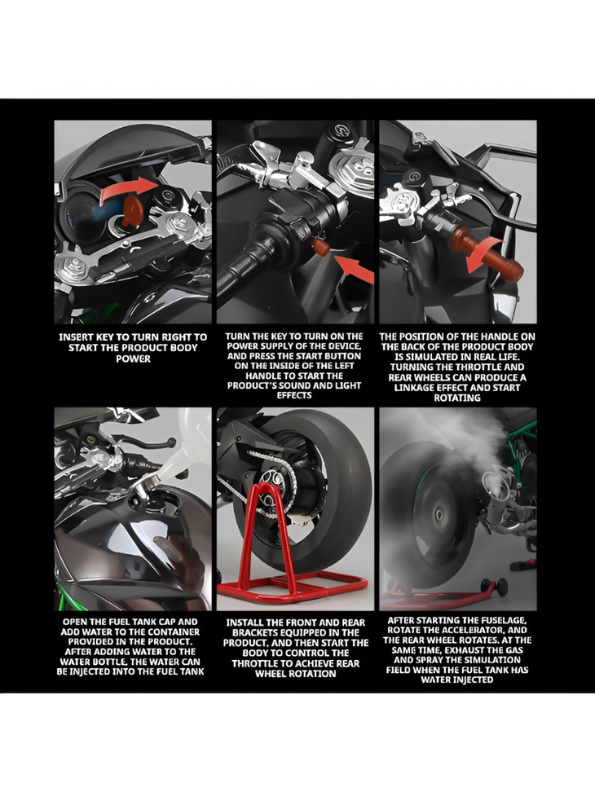 XLG 1/6 Scale Kawasaki Ninja H2R Diecast Motorcycle Model with Display Stand | Premium Collector's Die-Cast Bike (Black/Green) TV5905