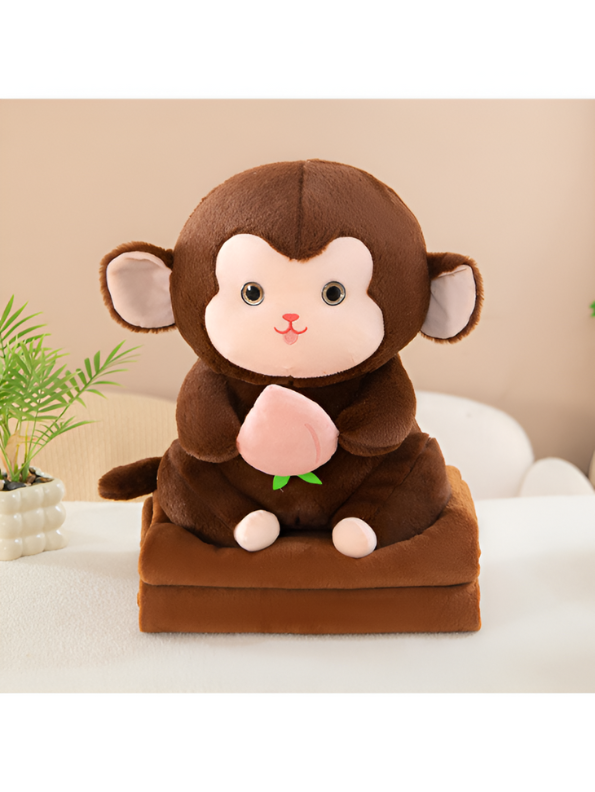 Brown - Cute Plush Monkey Stuffed Animal with Peach - Super Soft Toy Gift for Kids & Baby LMI14143
