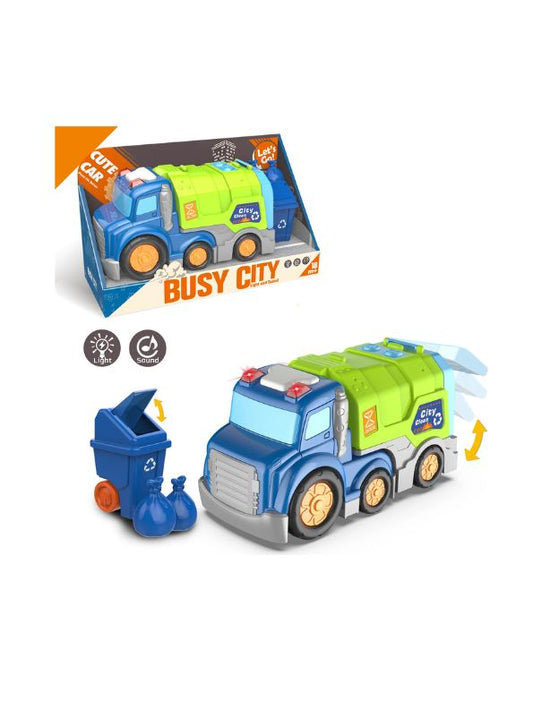 Eco Clean-Up Squad - City Garbage Truck Toy with Lights, Sound & Dump Action | Trash Can & Bulldozer Set - MS13343