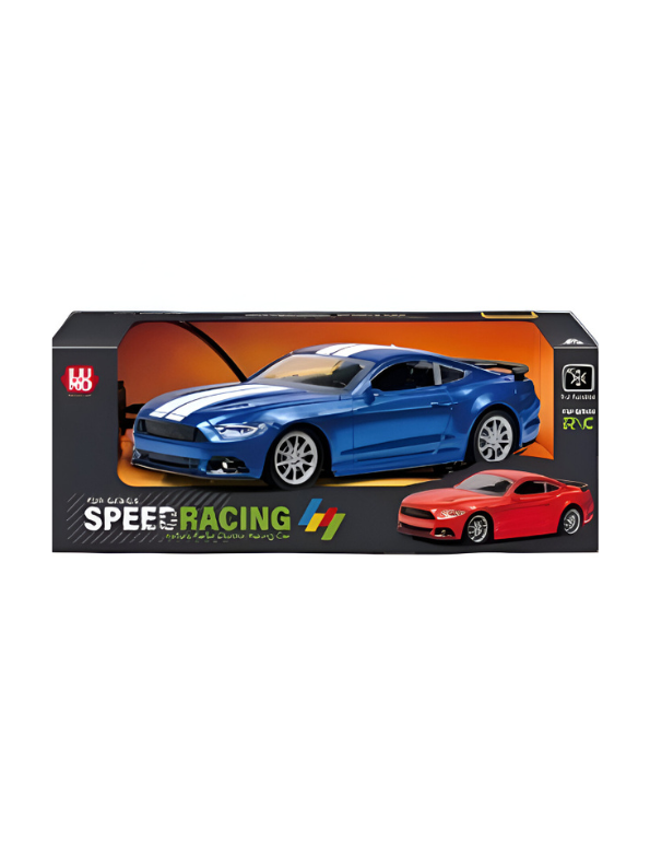 Blue Remote Control Mustang GT Toy Car with White Stripes | 1/Scale Electric RC Vehicle LMI14220