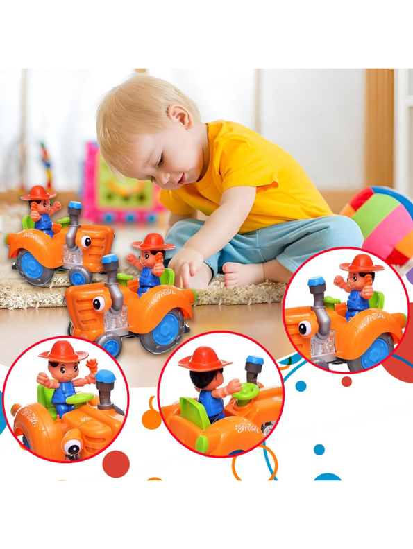 Interactive Bump & Go Toy Tractor with Flashing LED Lights & Music | Battery-Operated Farm Vehicle LMI13721