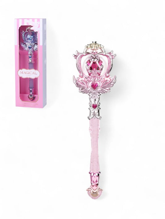 Magical Light-Up Princess Wand Toy - Pink Fairy Scepter with Crown Design NX15713