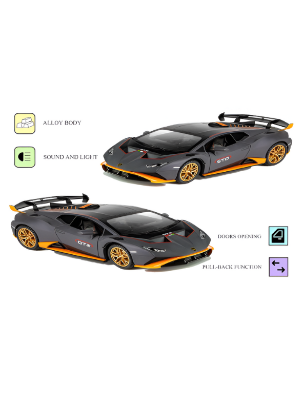 Black - Lamborghini Huracan STO Diecast Car Metal - Scale 1:24