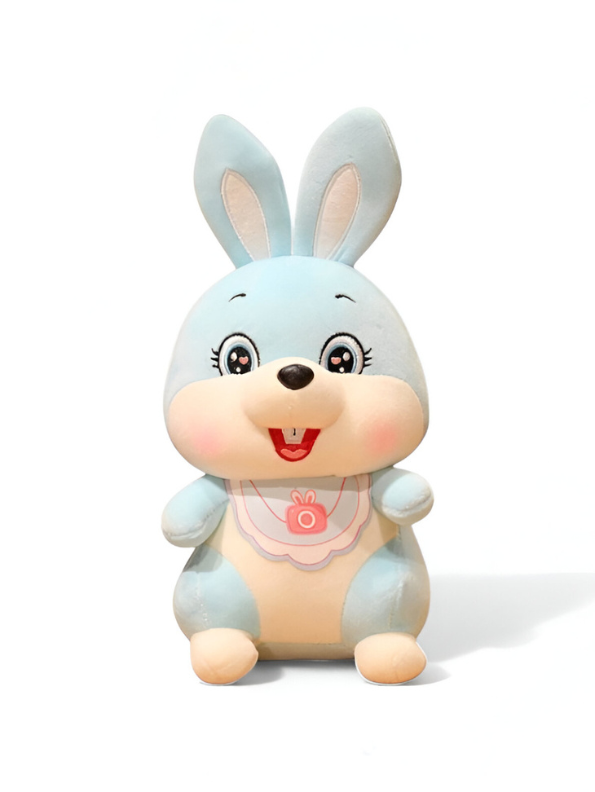 Cute blue plush bunny with bib | soft Toy stuffed animal for babies and kids LMI14142.