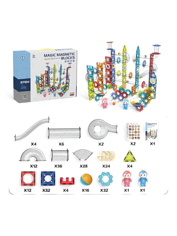Magic Magnetic Blocks Marble Run Building Block Set - 113 PCS STEM Fun Track LEGO Set - Educational Science Toy TV708